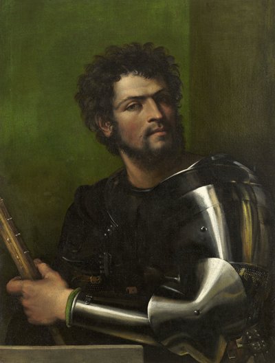 Portret van een man in harnas door Sebastiano del Piombo